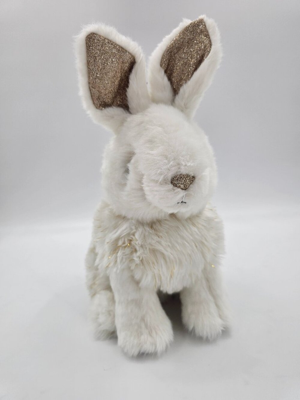Cream & Gold Glitter Plush Bunny